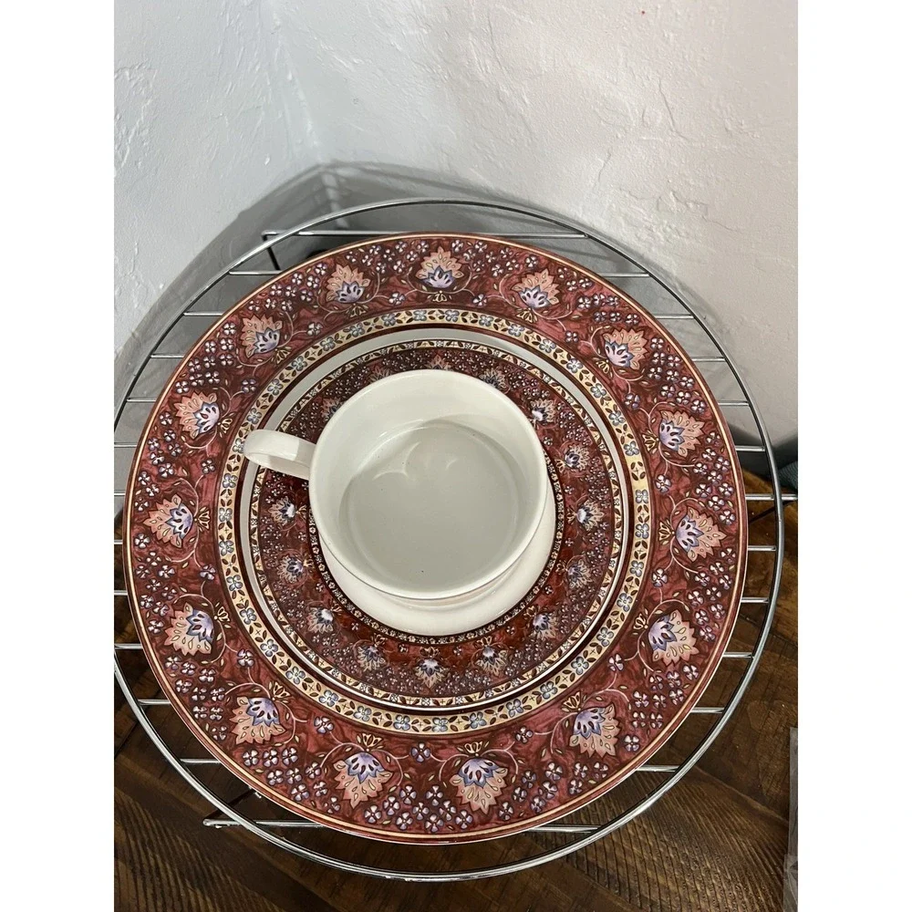 Vintage American Atelier Dinner Salad Bread Plates Coffee Cup Bombay #5042 3pc